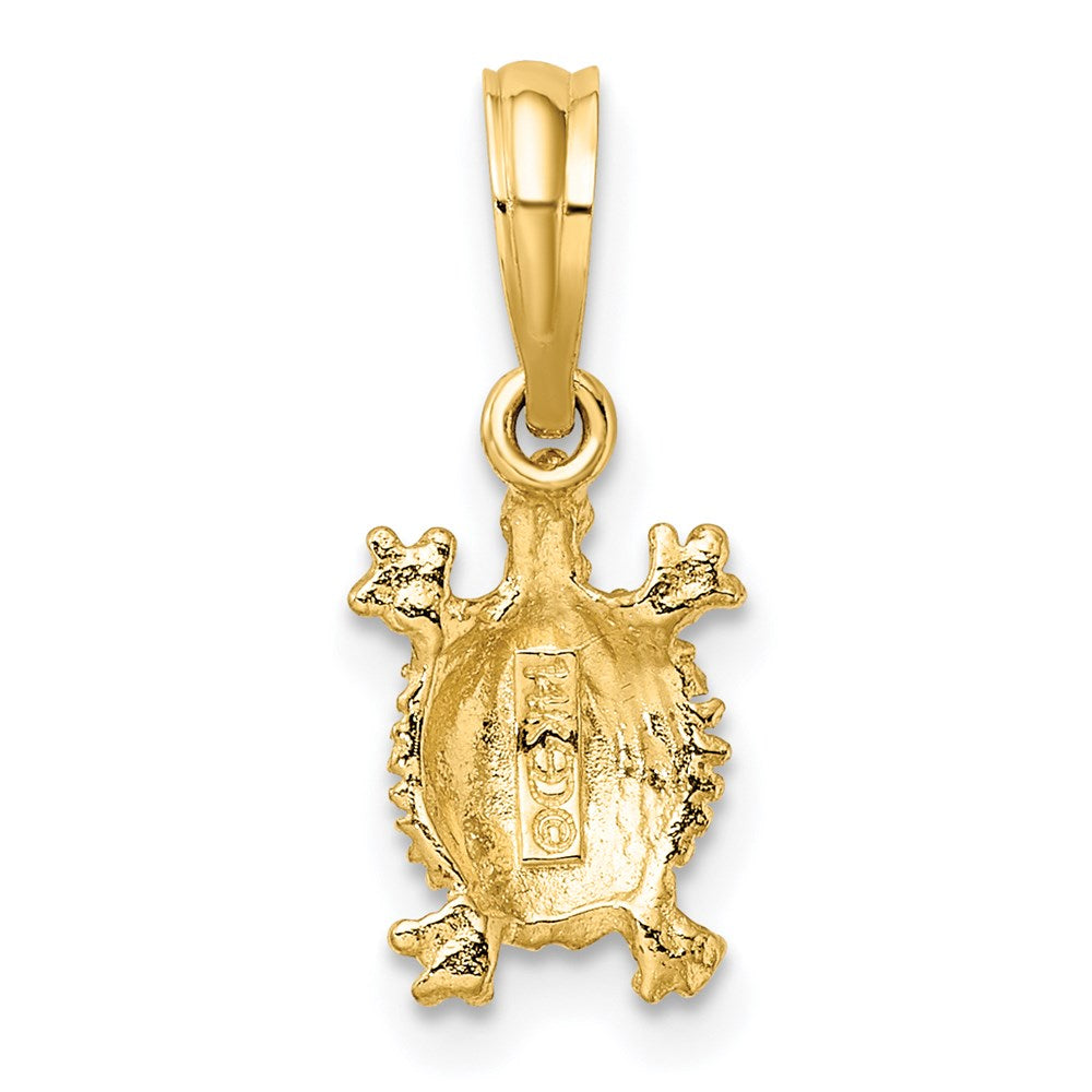 14K Gold Textured Land Turtle Charm - Charlie & Co. Jewelry