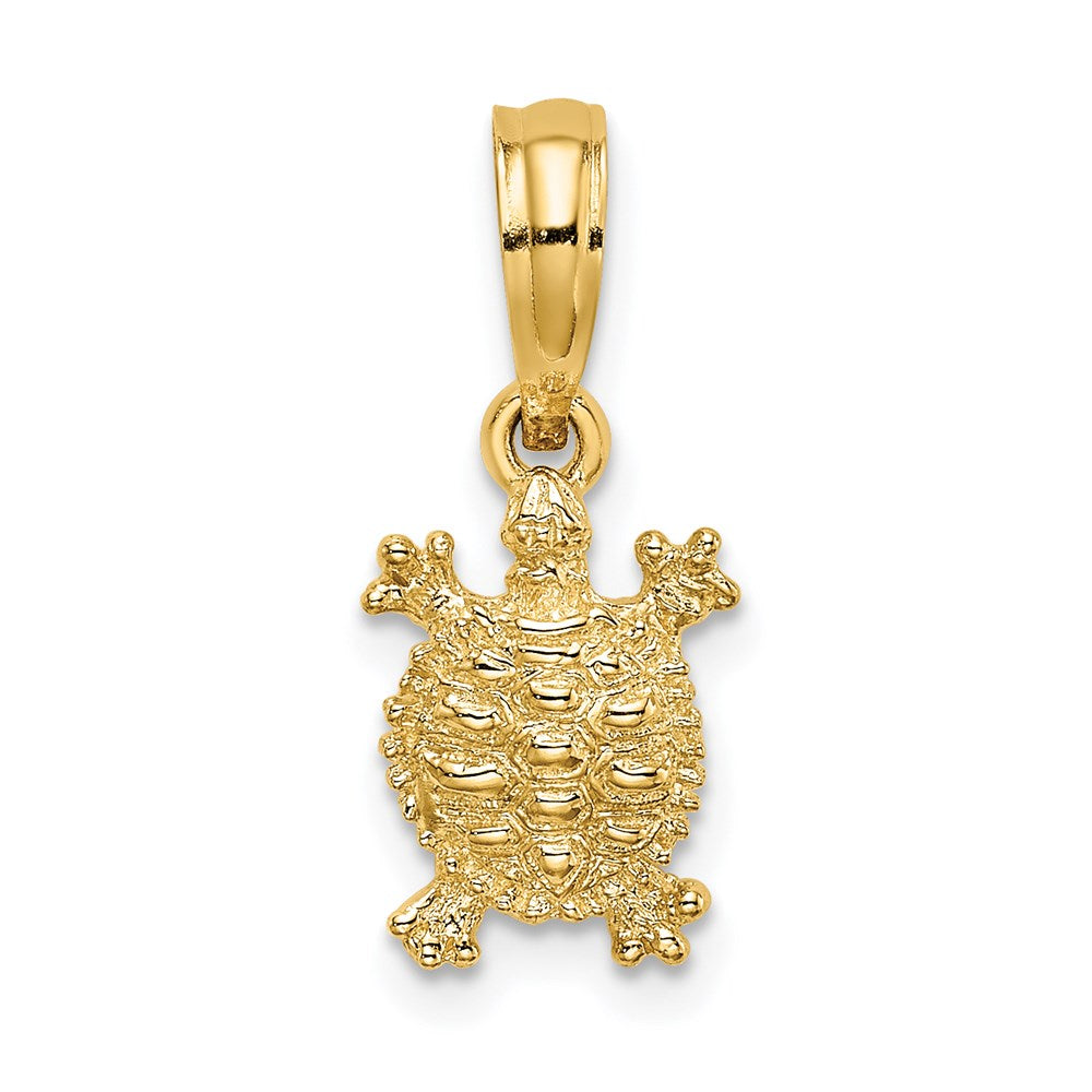 14K Gold Textured Land Turtle Charm - Charlie & Co. Jewelry