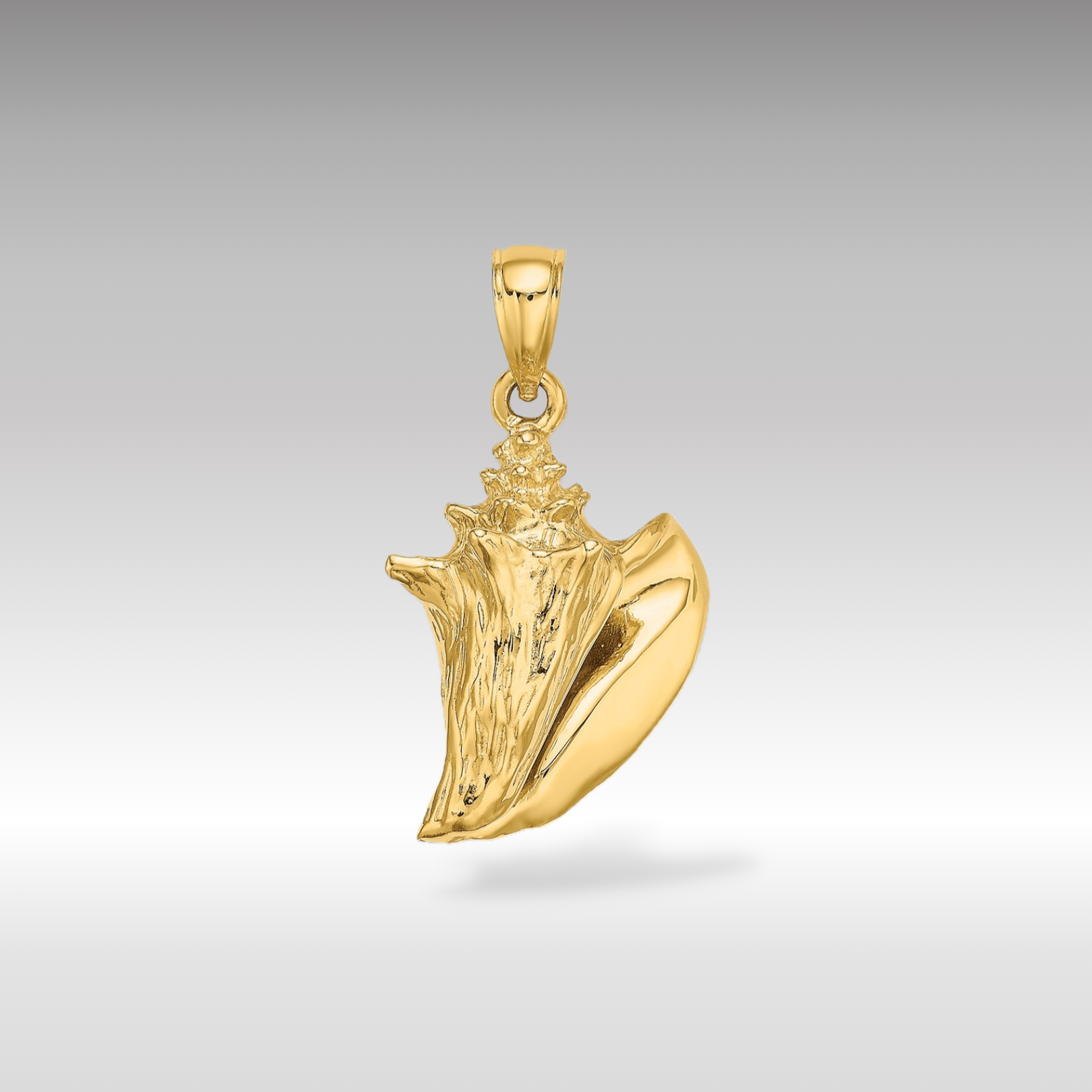14K Gold Medium 3D Conch Shell Pendant - Model K7667
