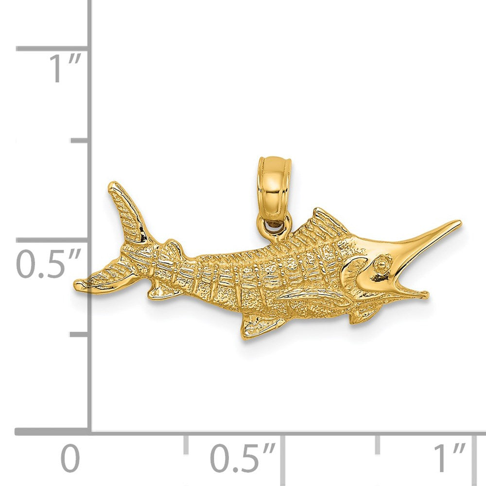 Charlie & Co Jewelry | 14k Textured 2-d Marlin Fish Charm - Model K7670