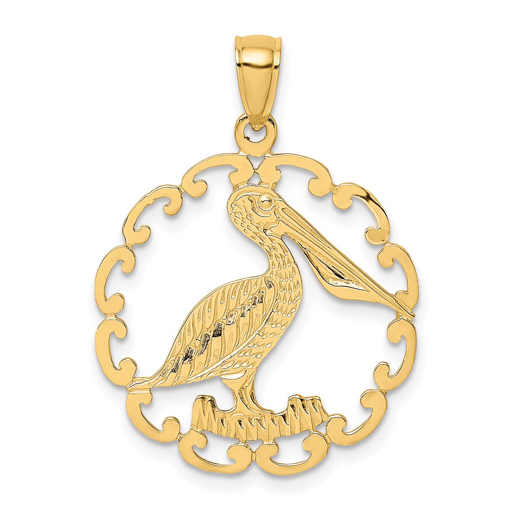 Charlie & Co Jewelry | 14k Pelican In Circle Charm - Model K7774