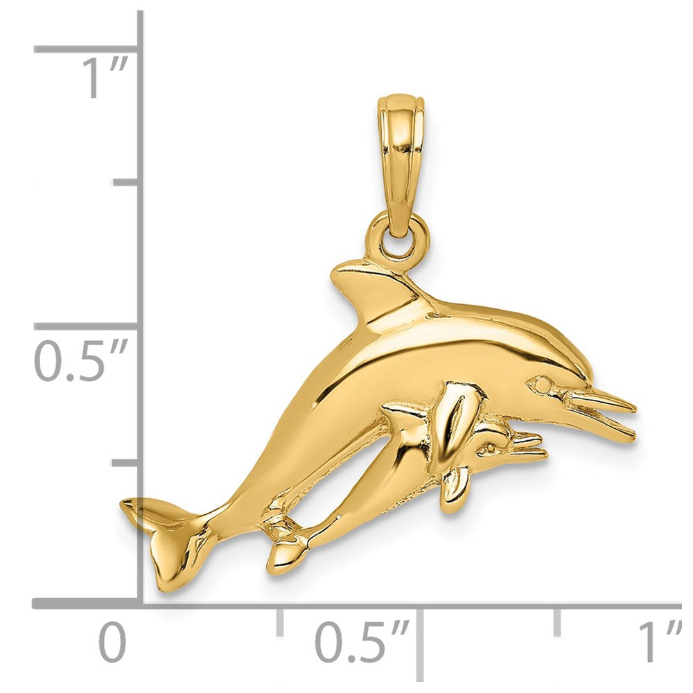 Charlie & Co Jewelry | 14k 2-d Double Dolphins Swimming Charm - Model K7792