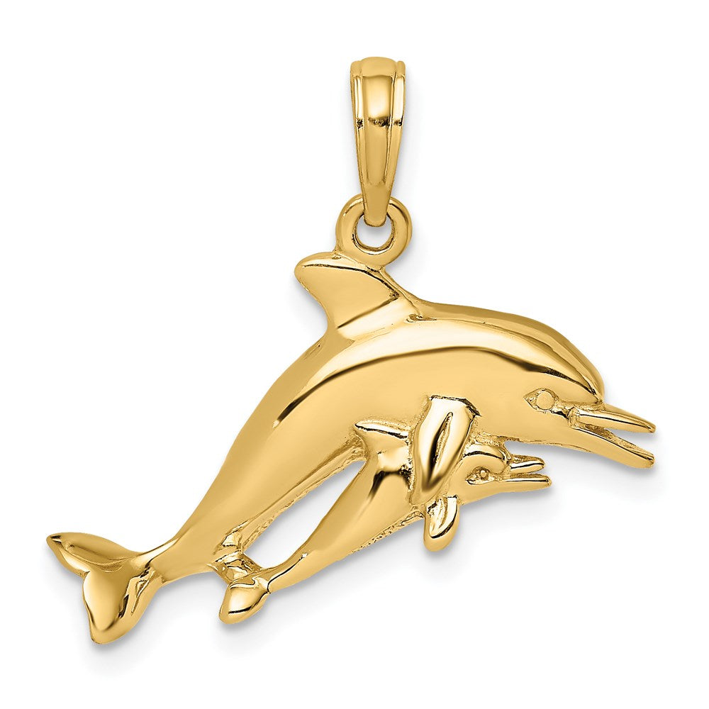 Charlie & Co Jewelry | 14k 2-d Double Dolphins Swimming Charm - Model K7792