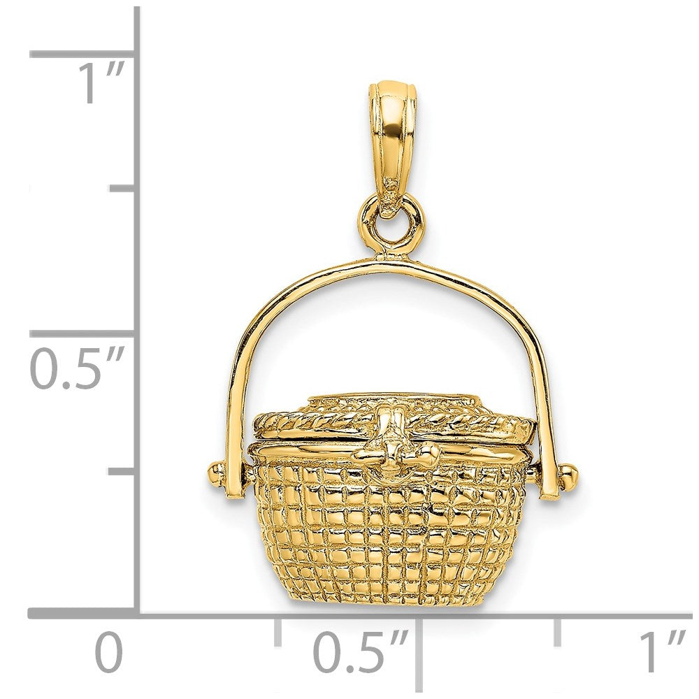 Charlie & Co Jewelry | 14k 3-d Nantucket Basket Moveable Lid Charm - Model K7803