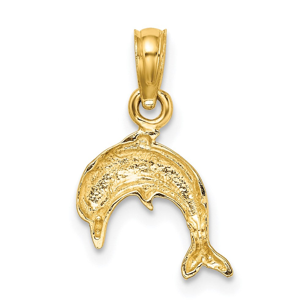 Charlie & Co Jewelry | 14k Textured Mini Dolphin Jumping Charm - Model K7821