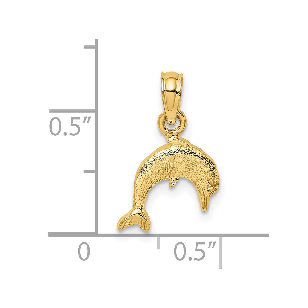 Charlie & Co Jewelry | 14k Textured Mini Dolphin Jumping Charm - Model K7821
