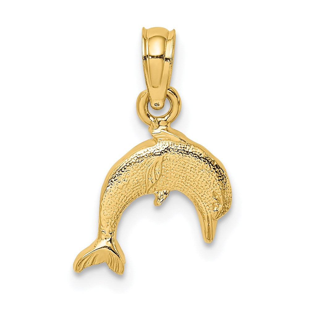 Charlie & Co Jewelry | 14k Textured Mini Dolphin Jumping Charm - Model K7821