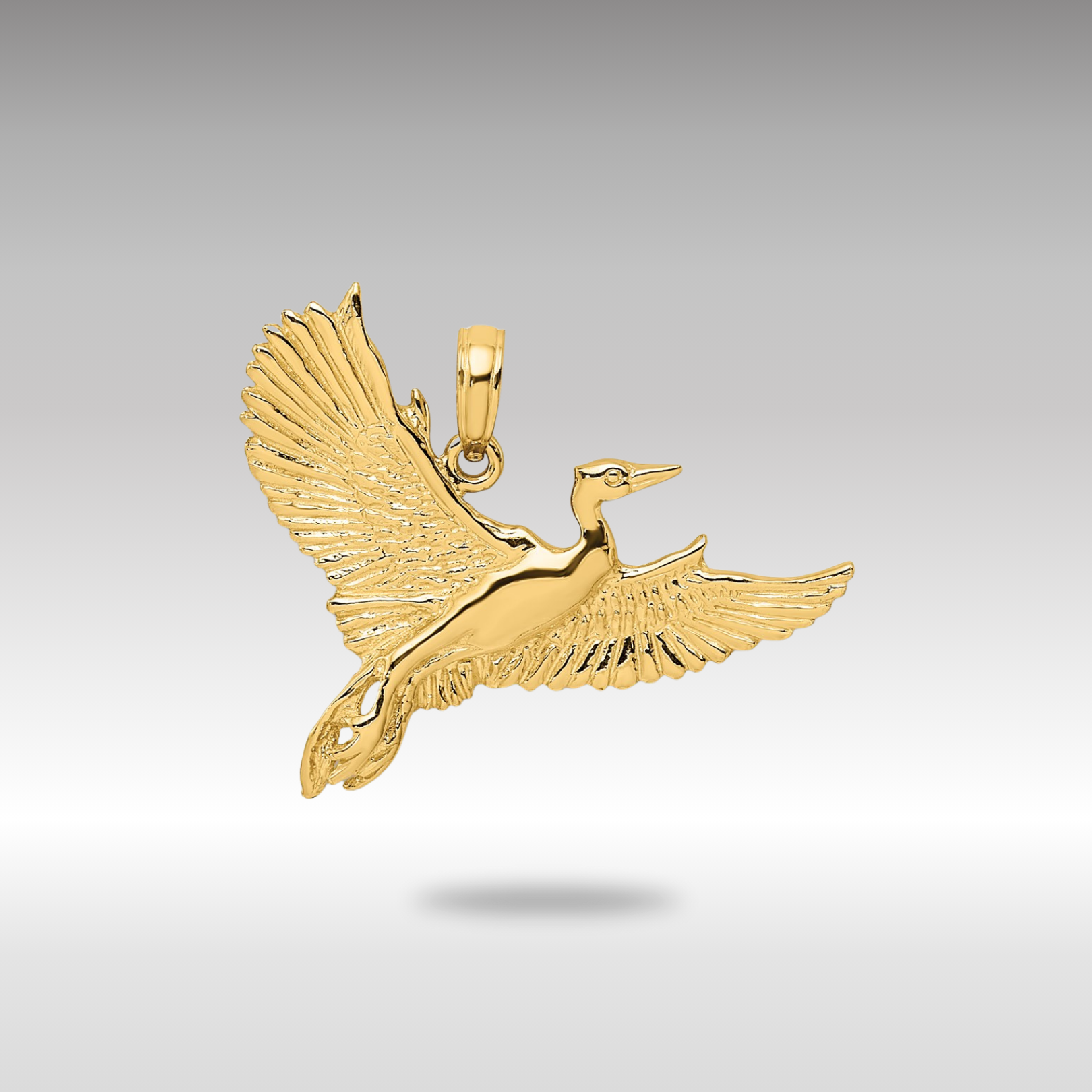 14K Gold Large Flying Heron Bird Pendant Model K7852 Charlie