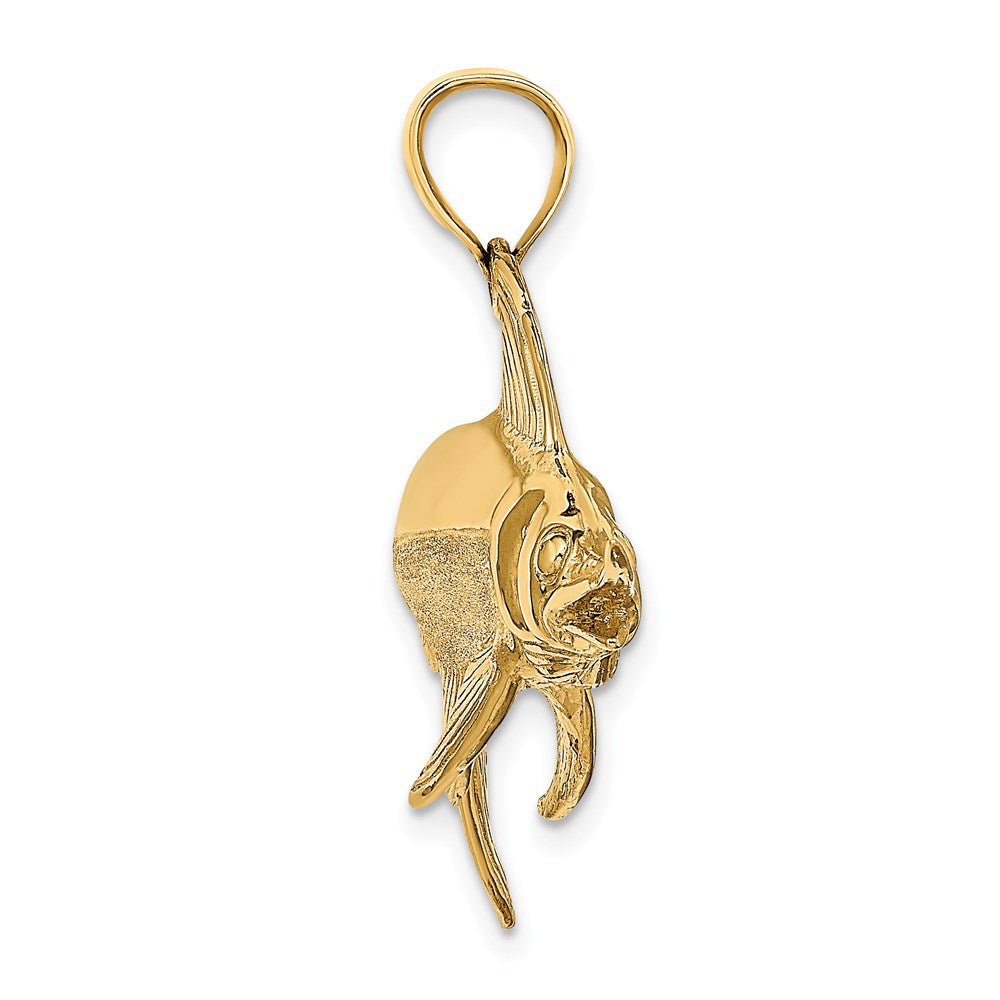 14K Gold 3D Polished/Satin Swordfish Pendant - Charlie & Co. Jewelry