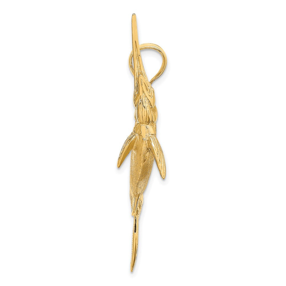 14K Gold 3D Satin/Polished Marlin Pendant - Charlie & Co. Jewelry