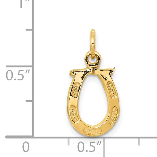 14k Solid Gold Horseshoe Necklace Charm - Charlie & Co. Jewelry