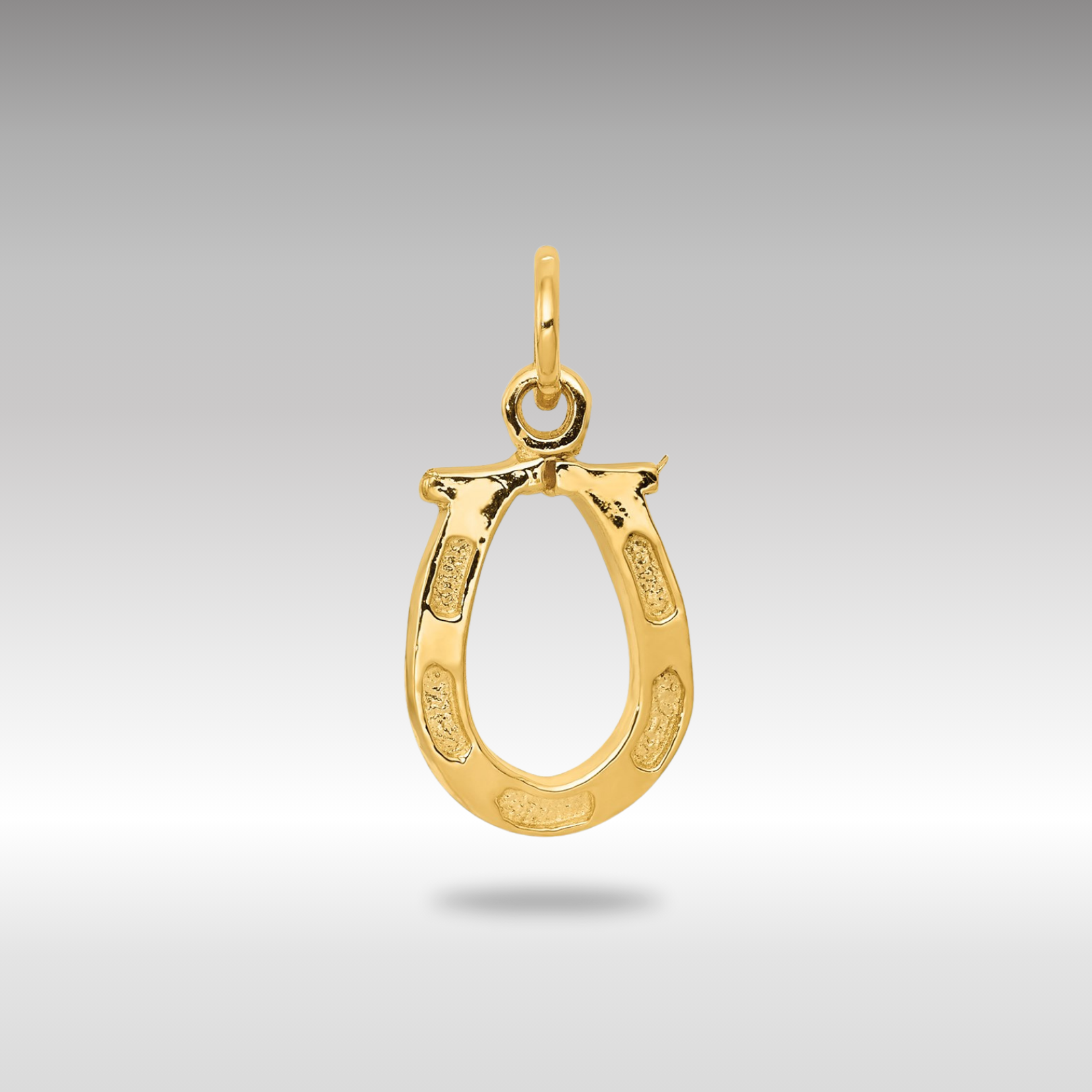 Solid Gold Horseshoe Necklace Charm - Charlie & Co. Jewelry