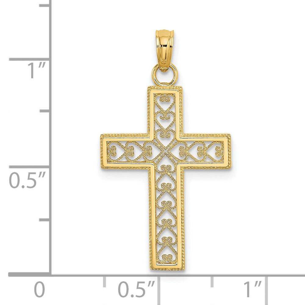 Charlie & Co Jewelry | 14k Filigree Beaded Outline Cross Charm - Model K8568