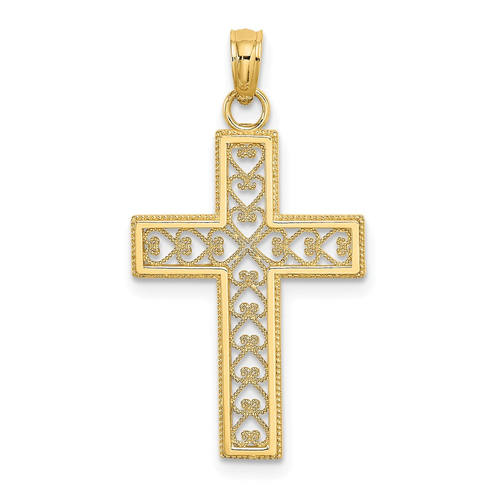 Charlie & Co Jewelry | 14k Filigree Beaded Outline Cross Charm - Model K8568