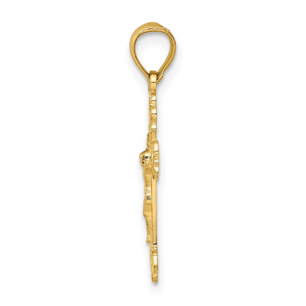 Charlie & Co Jewelry | 14k W/ Textured Scalloped Edge Crucifix Charm - Model K8583