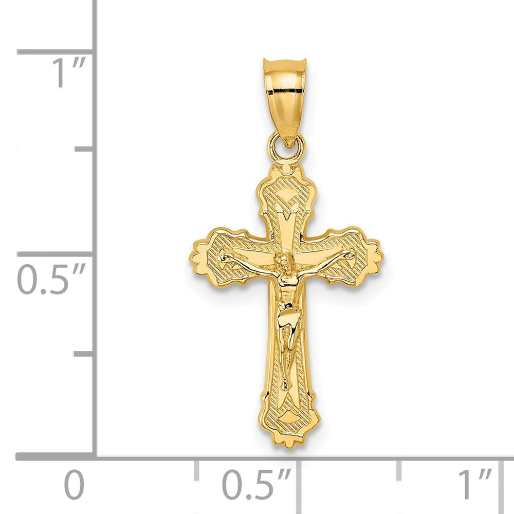 Charlie & Co Jewelry | 14k W/ Textured Scalloped Edge Crucifix Charm - Model K8583