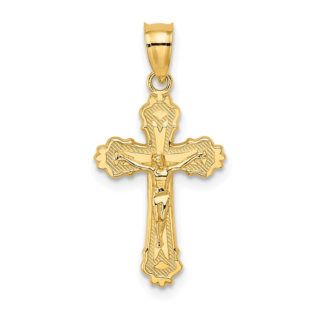 Charlie & Co Jewelry | 14k W/ Textured Scalloped Edge Crucifix Charm - Model K8583