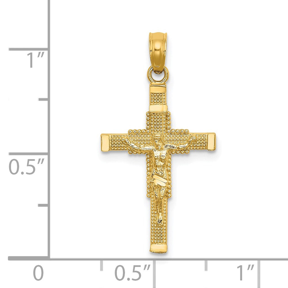 Charlie & Co Jewelry | 14k Beaded Accent W/ Cross Behind Crucifix Charm - Model K8587