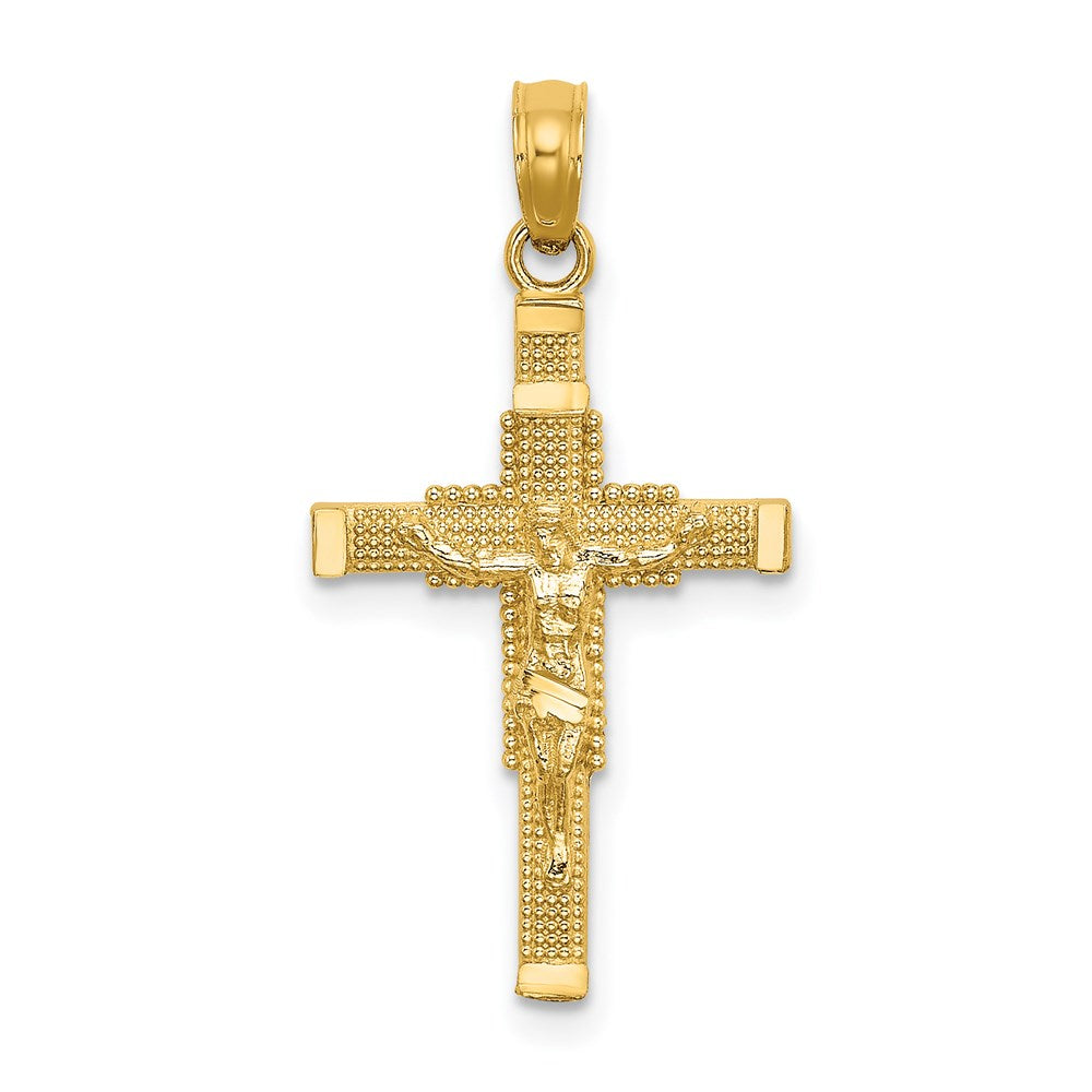 Charlie & Co Jewelry | 14k Beaded Accent W/ Cross Behind Crucifix Charm - Model K8587