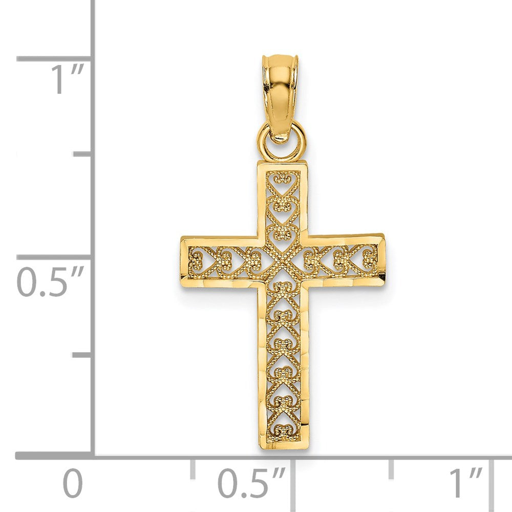 Charlie & Co Jewelry | 14k D/c Edge And Filigree Center Cross Charm - Model K8602