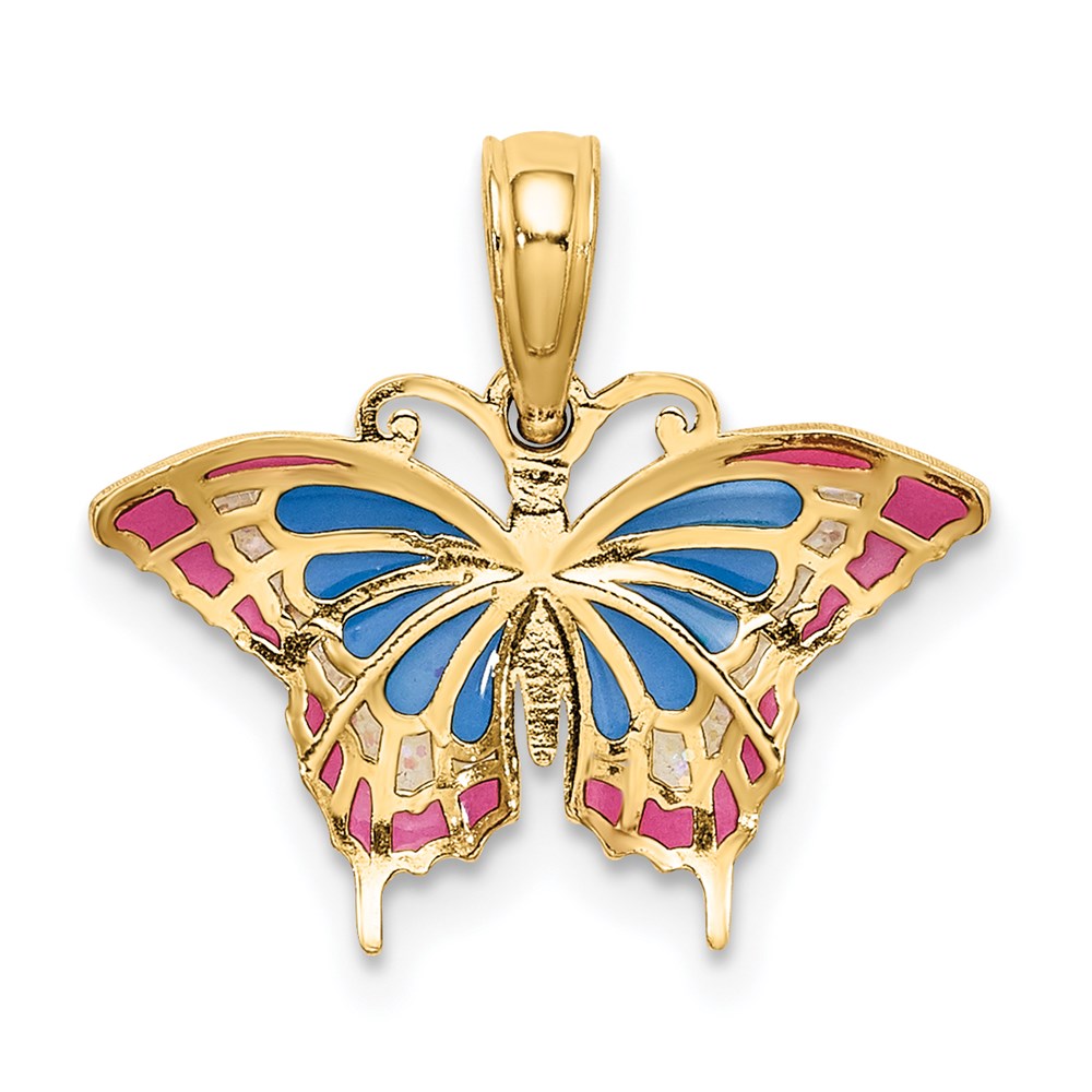 Charlie & Co Jewelry | 14k Small Enameled Blue And Red Butterfly Charm - Model K8608