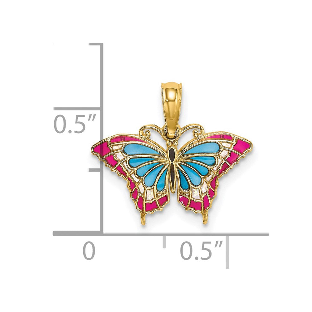 Charlie & Co Jewelry | 14k Small Enameled Blue And Red Butterfly Charm - Model K8608