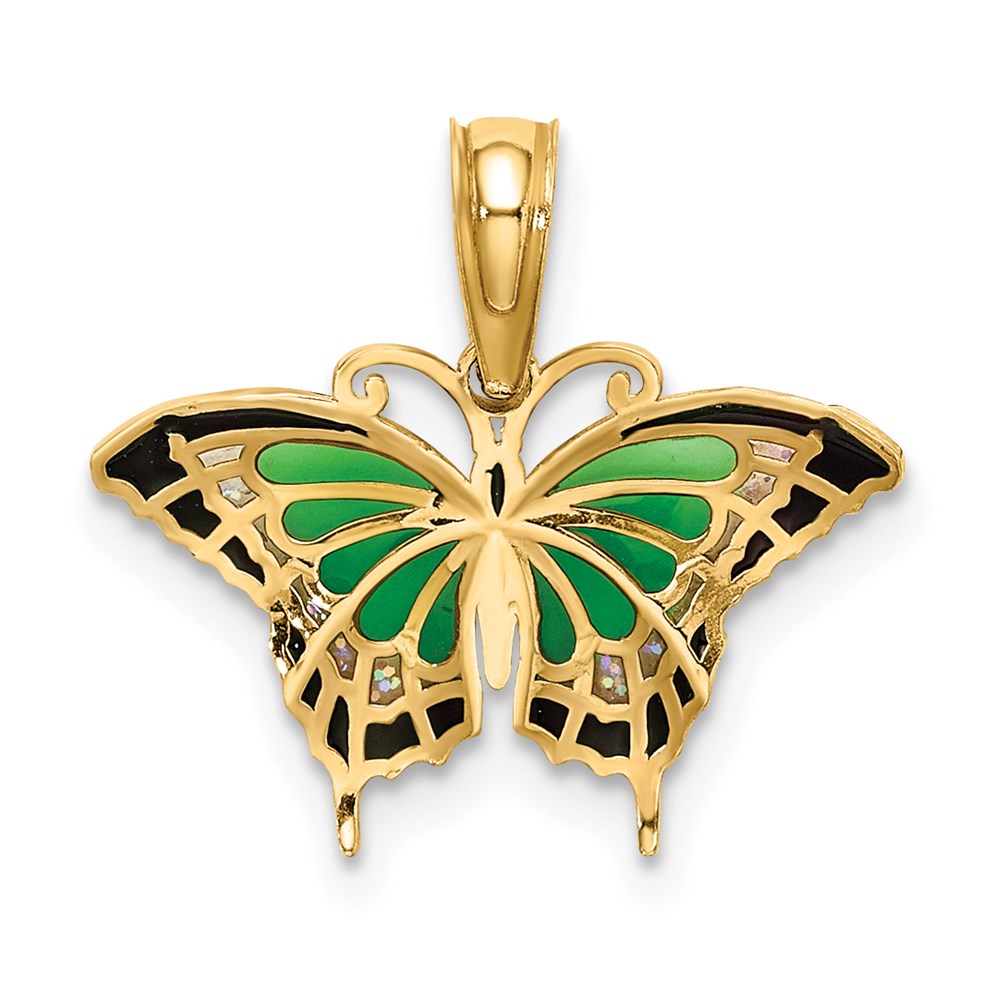 Charlie & Co Jewelry | 14k Small Green Enameled Butterfly Charm - Model K8609