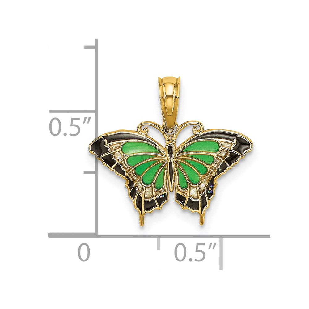 Charlie & Co Jewelry | 14k Small Green Enameled Butterfly Charm - Model K8609