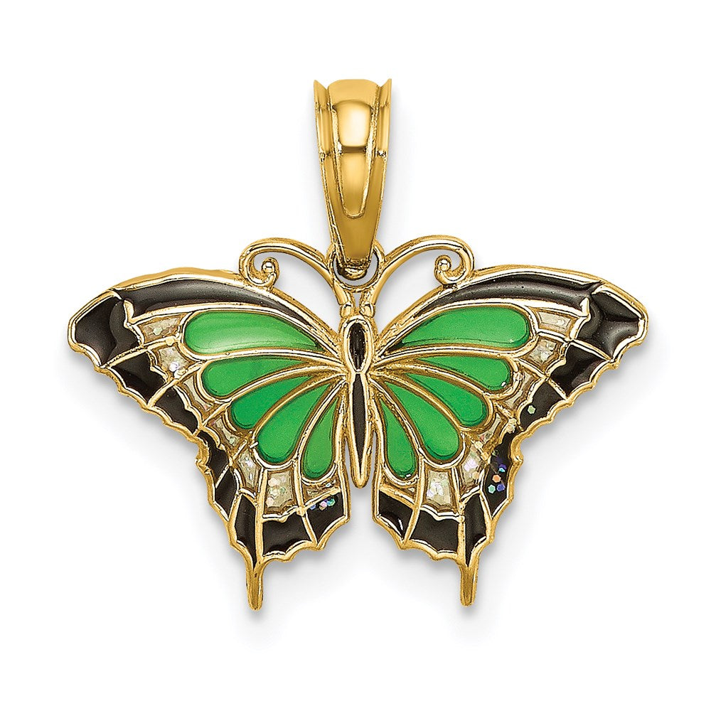 Charlie & Co Jewelry | 14k Small Green Enameled Butterfly Charm - Model K8609