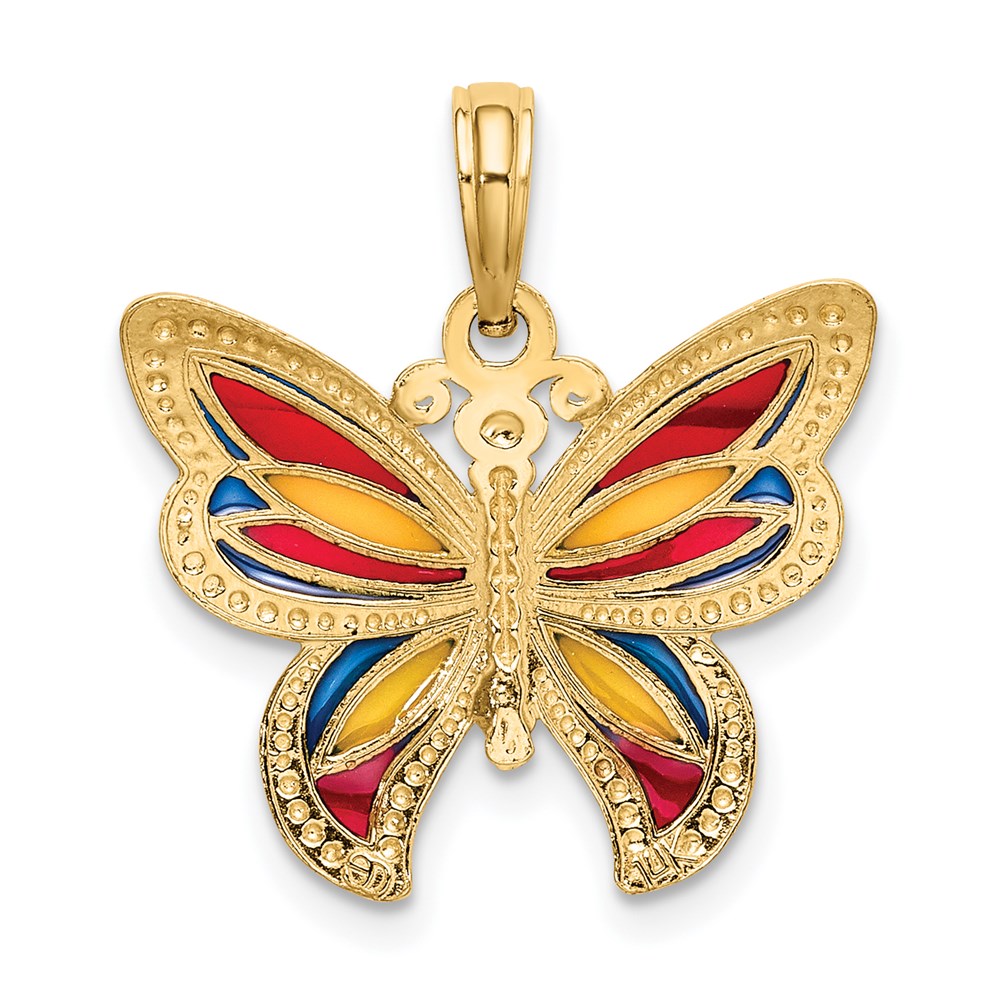 Charlie & Co Jewelry | 14k W/multi-color Enameled Beaded Wings Butterfly Charm - Model K8613