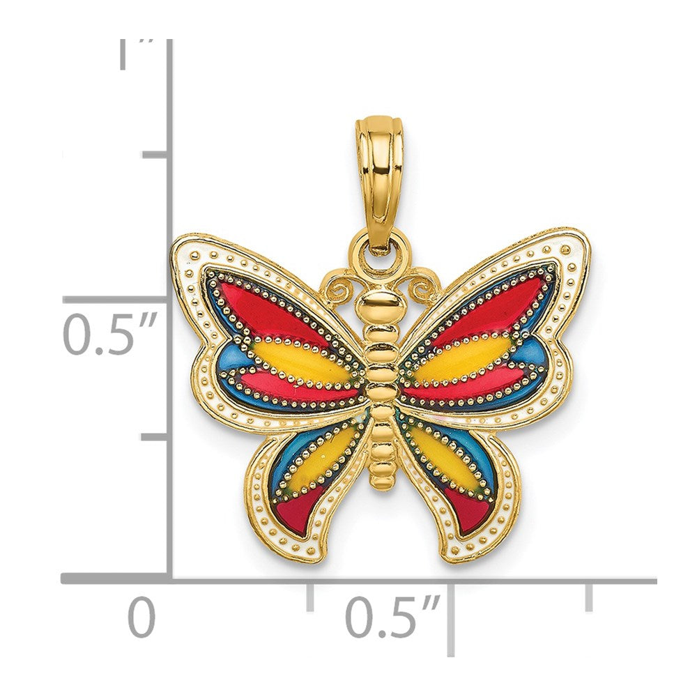 Charlie & Co Jewelry | 14k W/multi-color Enameled Beaded Wings Butterfly Charm - Model K8613