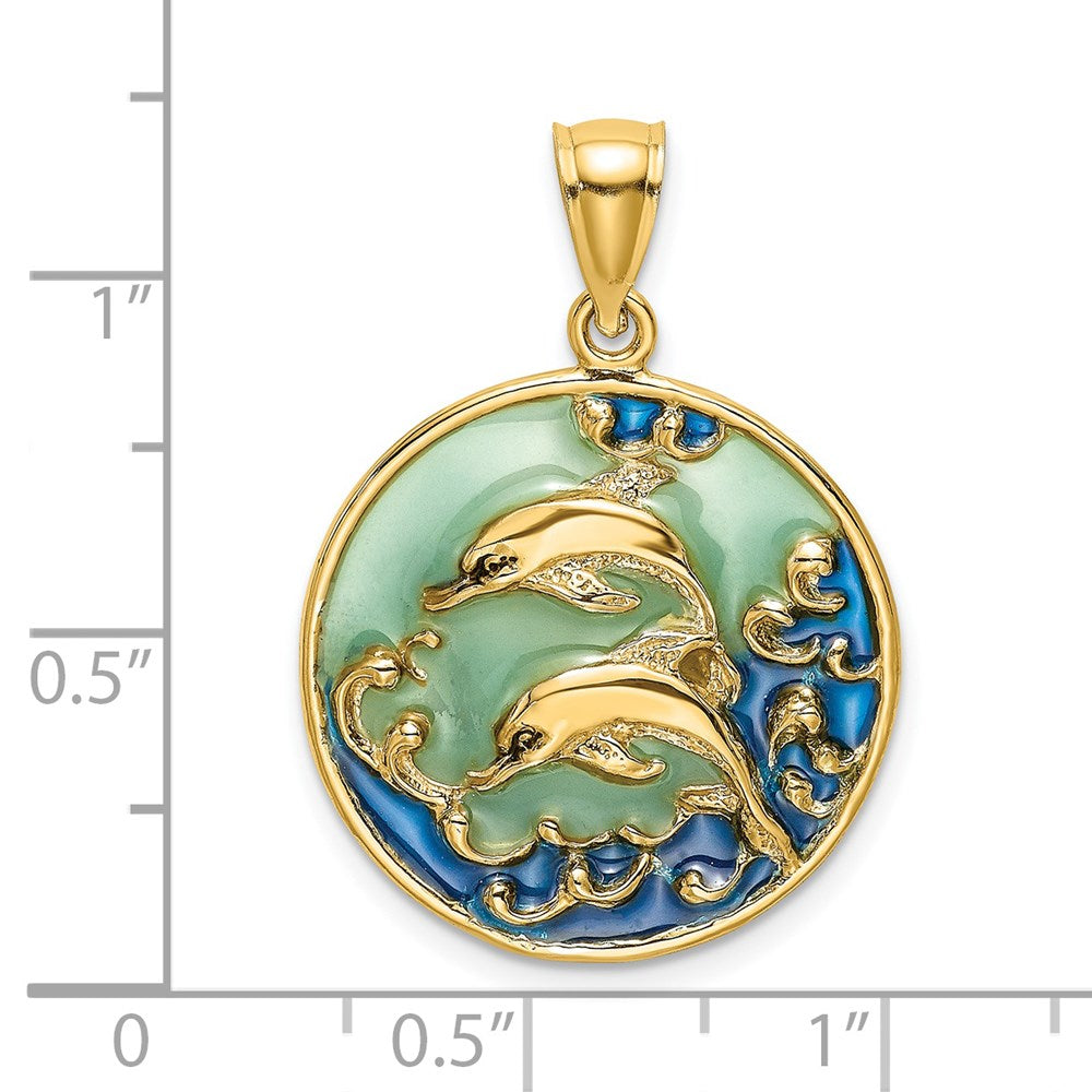 Charlie & Co Jewelry | 14k 2-d Dolphins W/blue Enameled Charm - Model K8619