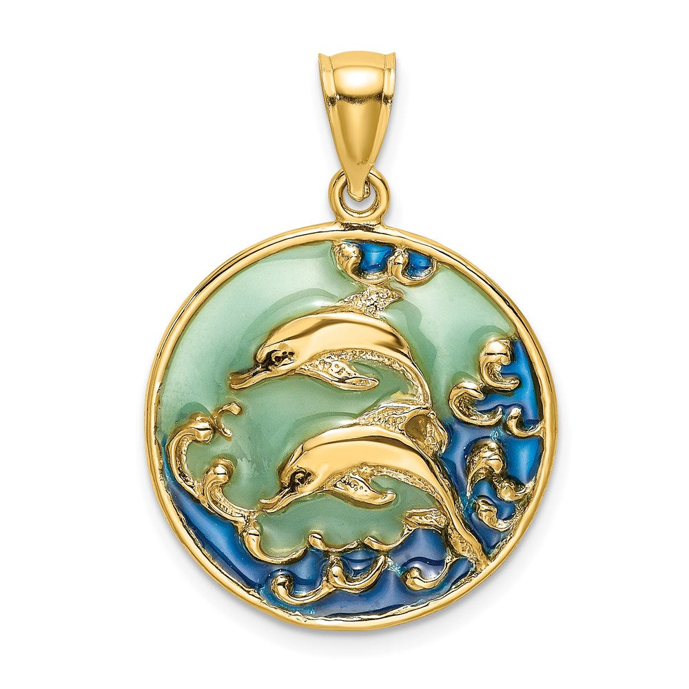 Charlie & Co Jewelry | 14k 2-d Dolphins W/blue Enameled Charm - Model K8619