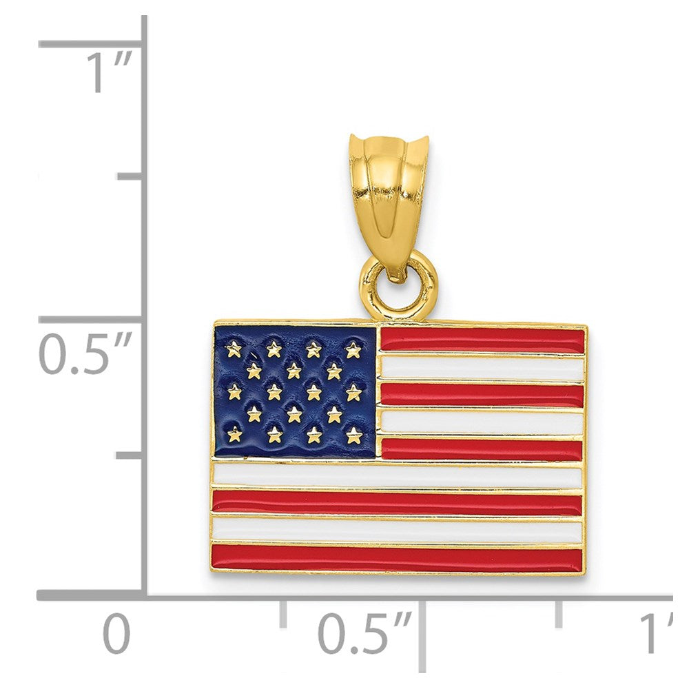 14K Gold Enameled American Flag Pendant - Charlie & Co. Jewelry