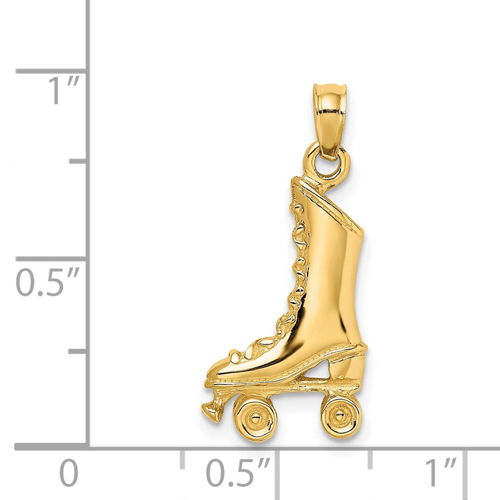 14K Gold 3D Roller Skate Pendant - Charlie & Co. Jewelry