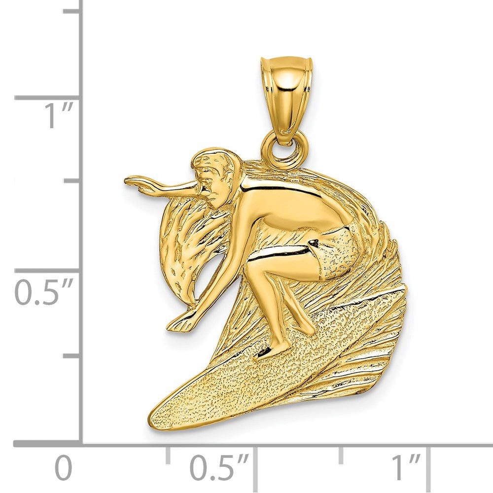 Charlie & Co Jewelry | 14k Polished And Textured Surfer And Wave Charm - Model K8742