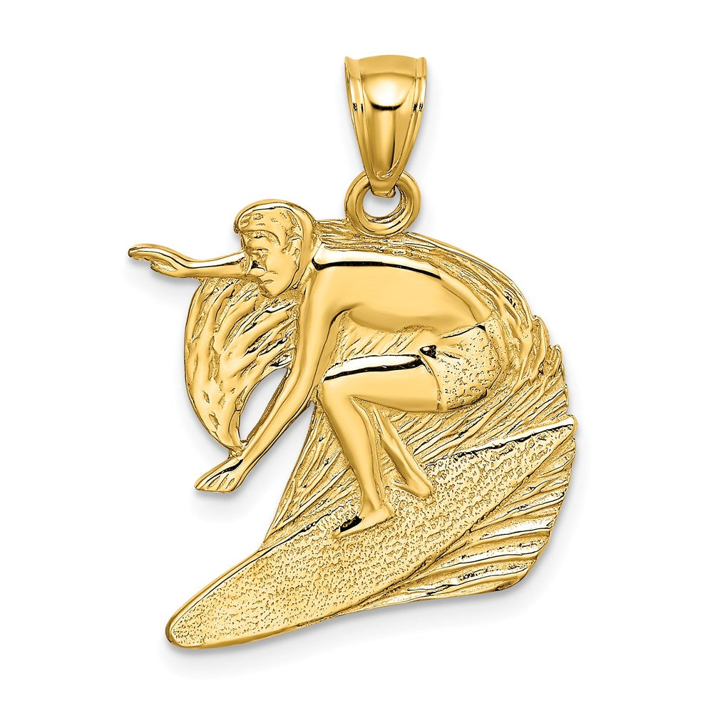 Charlie & Co Jewelry | 14k Polished And Textured Surfer And Wave Charm - Model K8742