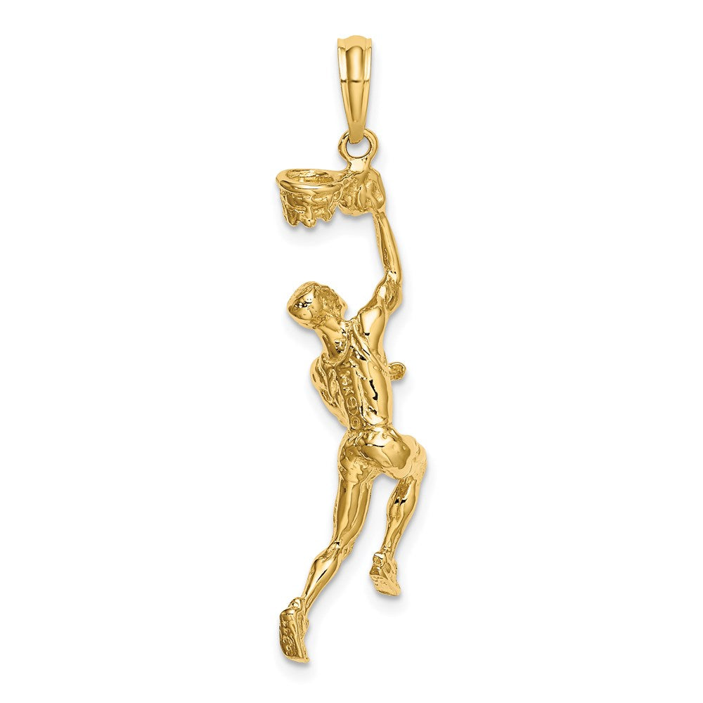 Charlie & Co Jewelry | 14k 3-d Basketball Player W/ball And Partial Hoop Charm - Model K8743
