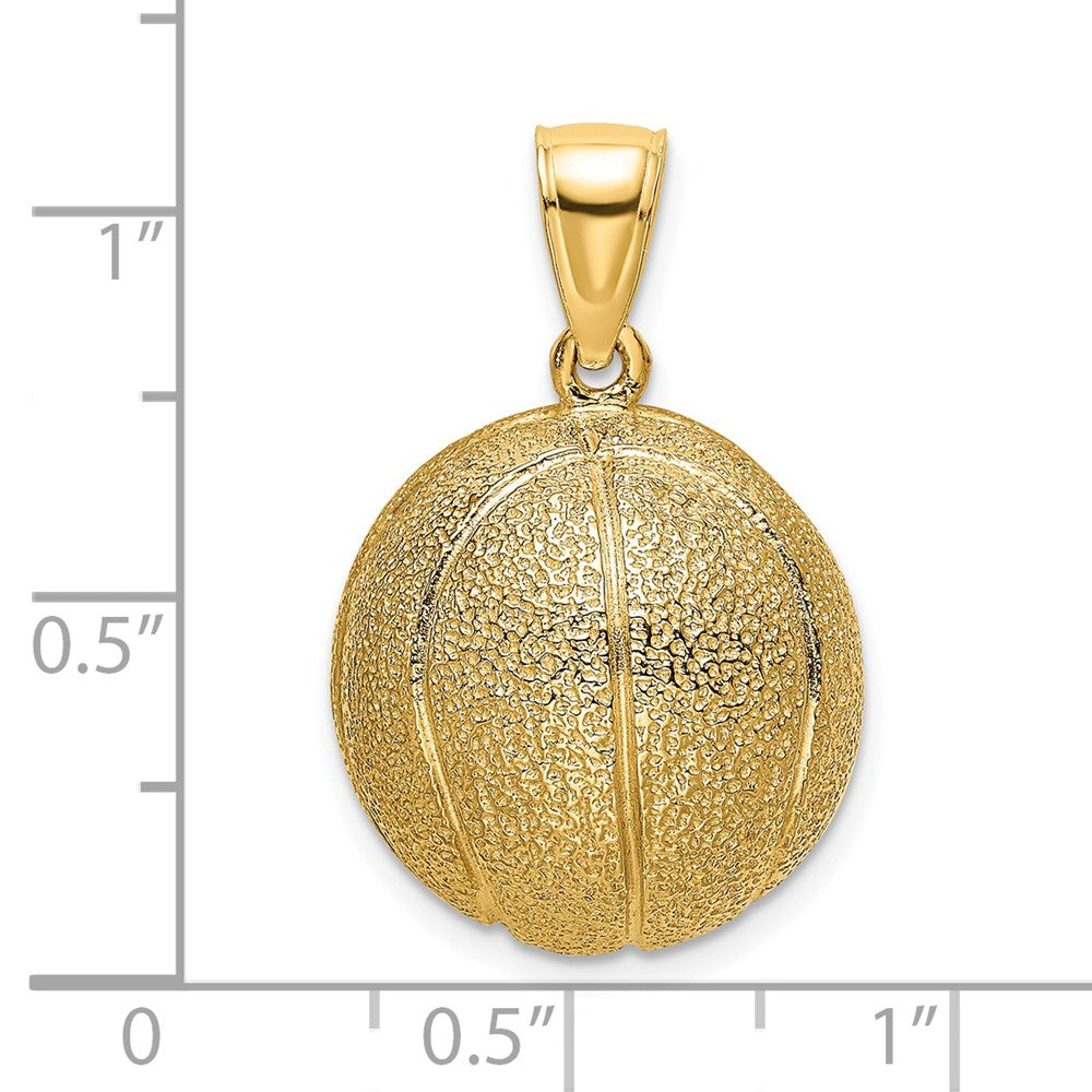 14K Gold 3D Textured Basketball Pendant - Charlie & Co. Jewelry