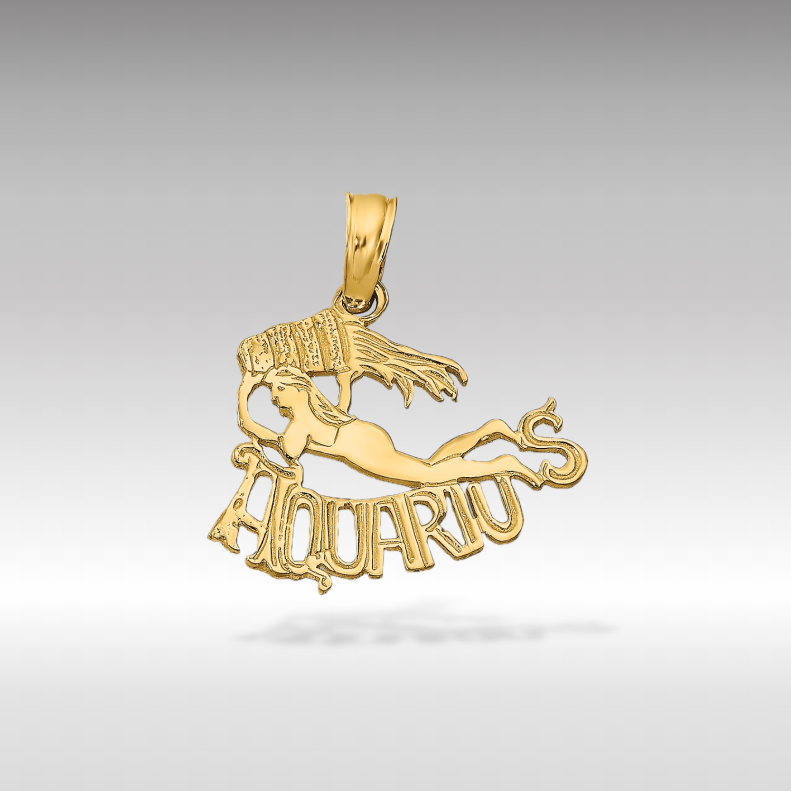 14K Gold Elegant Water Bearer Astrological Aquarius Zodiac Charm - Charlie & Co. Jewelry