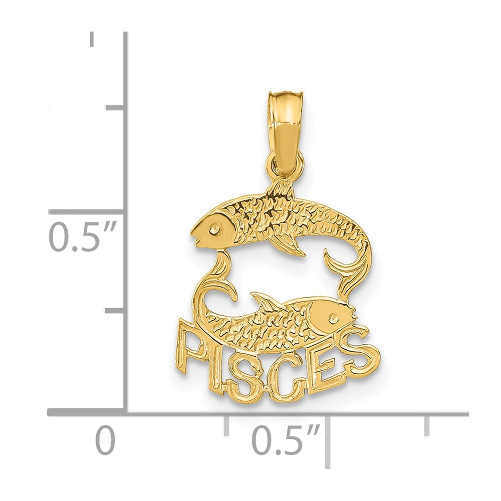 14K Gold PISCES Dual Fish Astrology Zodiac Charm - Charlie & Co. Jewelry
