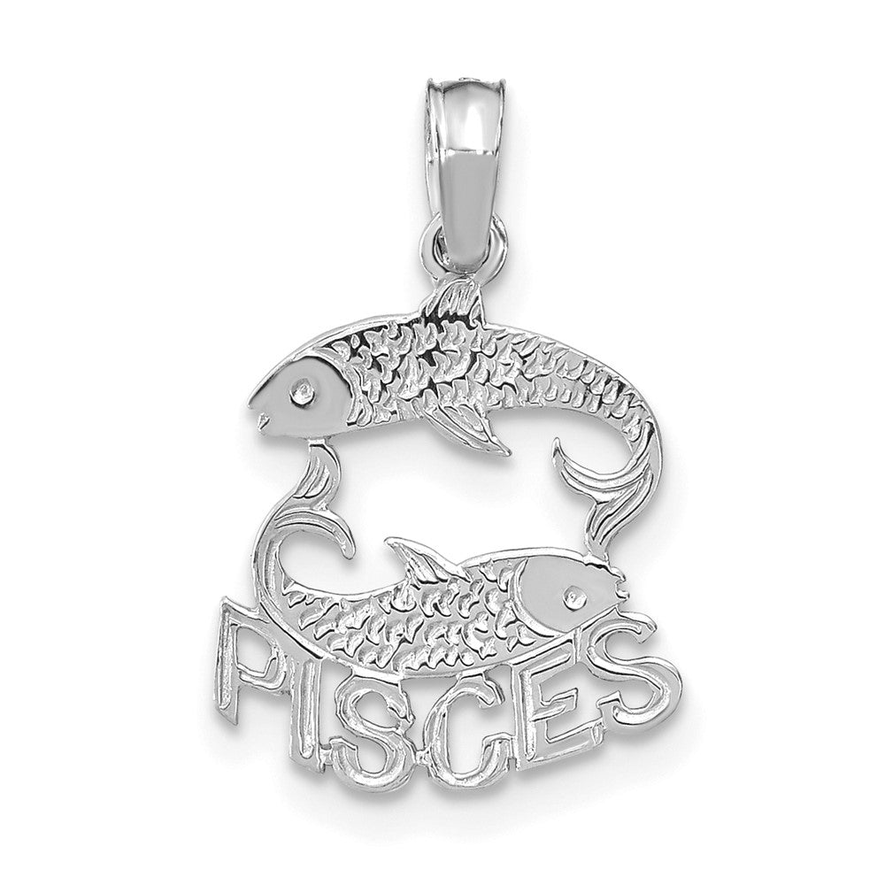 White Gold Small PISCES Zodiac Charm Model-K8945W - Charlie & Co. Jewelry