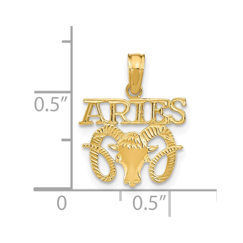 14K Gold Aries Astrology Horoscope Charm Pendant Necklace Diamond Cut Finish Zodiac 3D orders (the Ram)