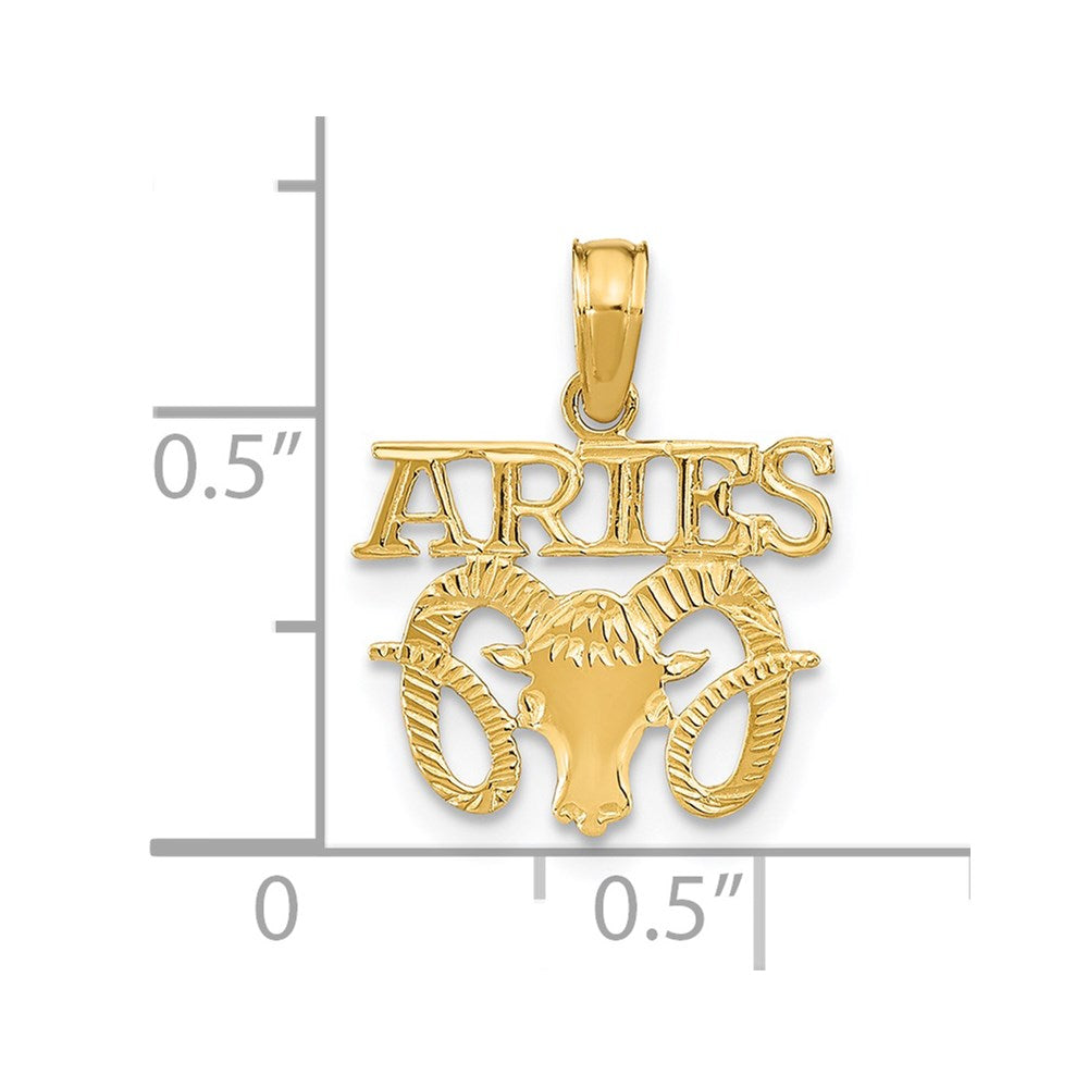 14K Gold ARIES Bold Ram Head Astrology Zodiac Charm - Charlie & Co. Jewelry