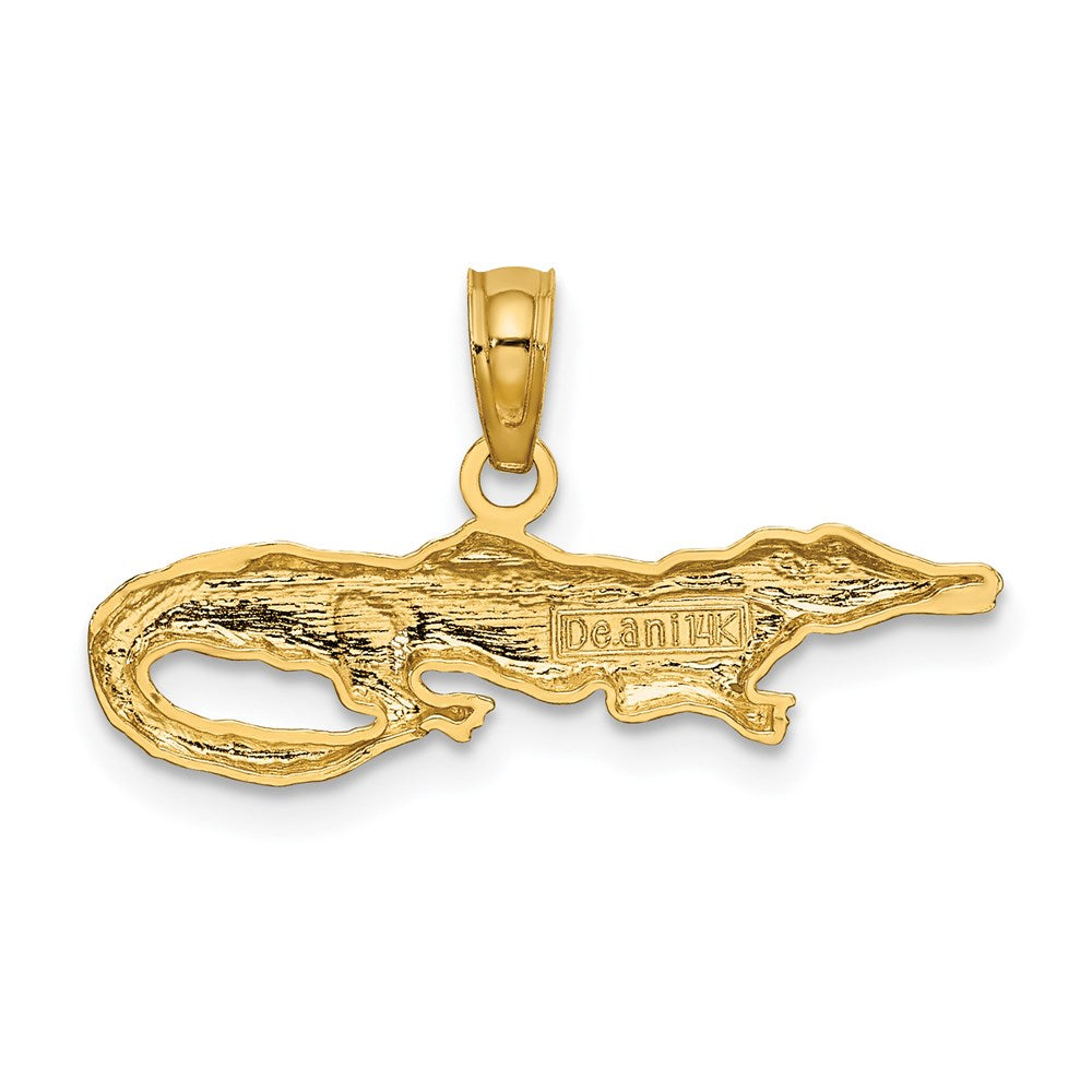 14k Gold with Rhodium 2D Alligator Charm - Charlie & Co. Jewelry