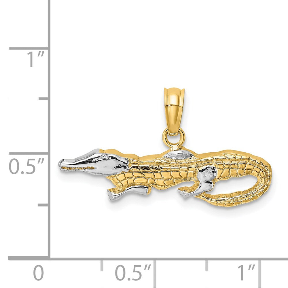 14k Gold with Rhodium 2D Alligator Charm - Charlie & Co. Jewelry