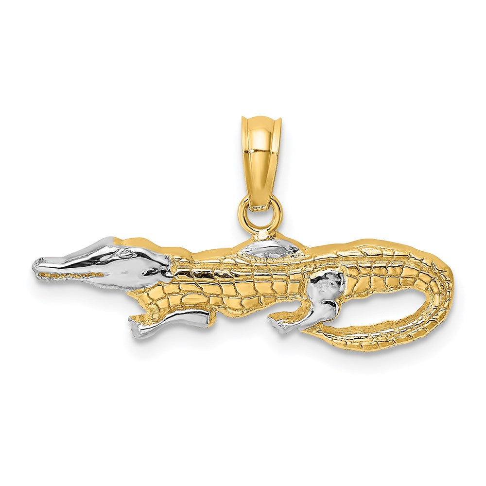 14k Gold with Rhodium 2D Alligator Charm - Charlie & Co. Jewelry