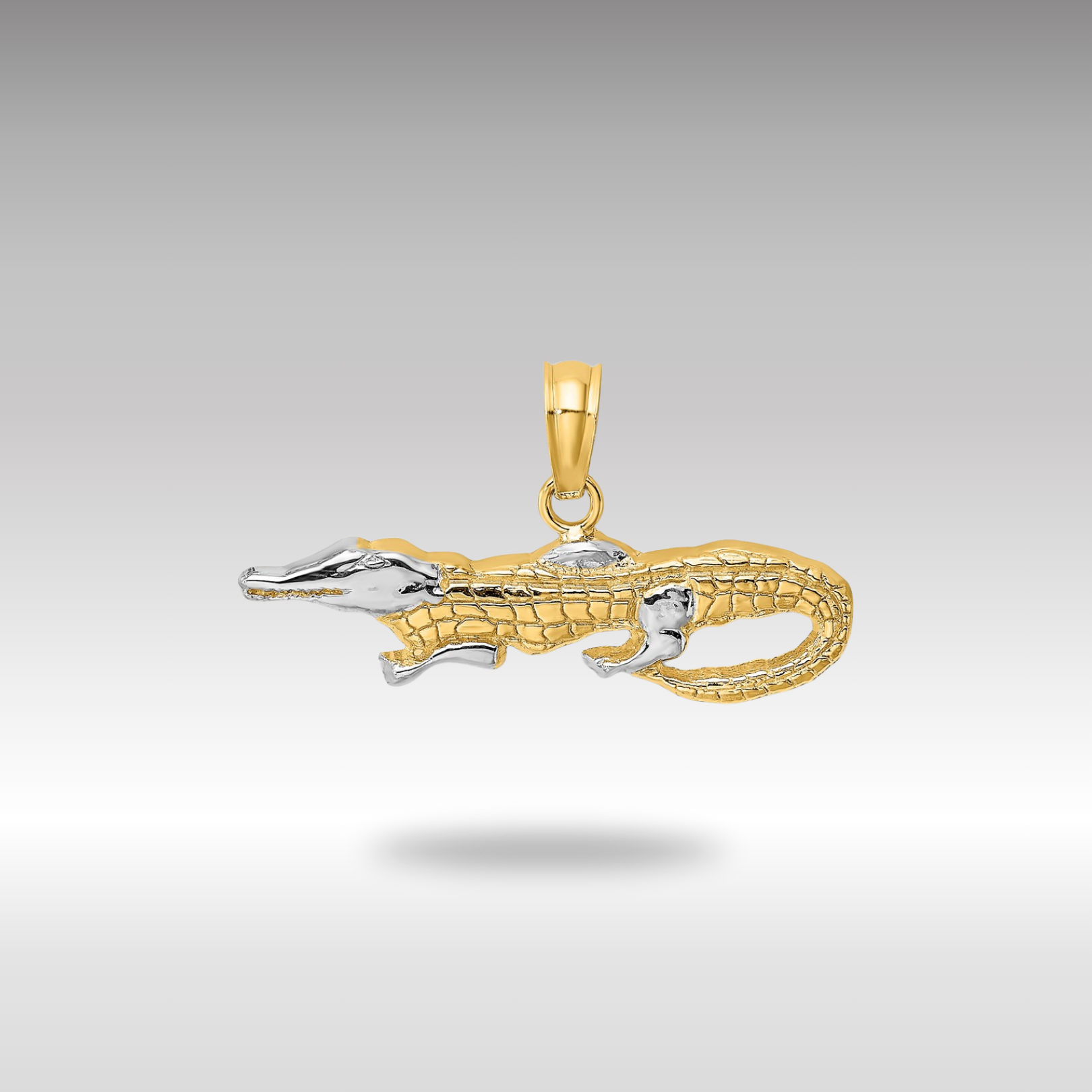 Gold with Rhodium 2D Alligator Charm - Charlie & Co. Jewelry