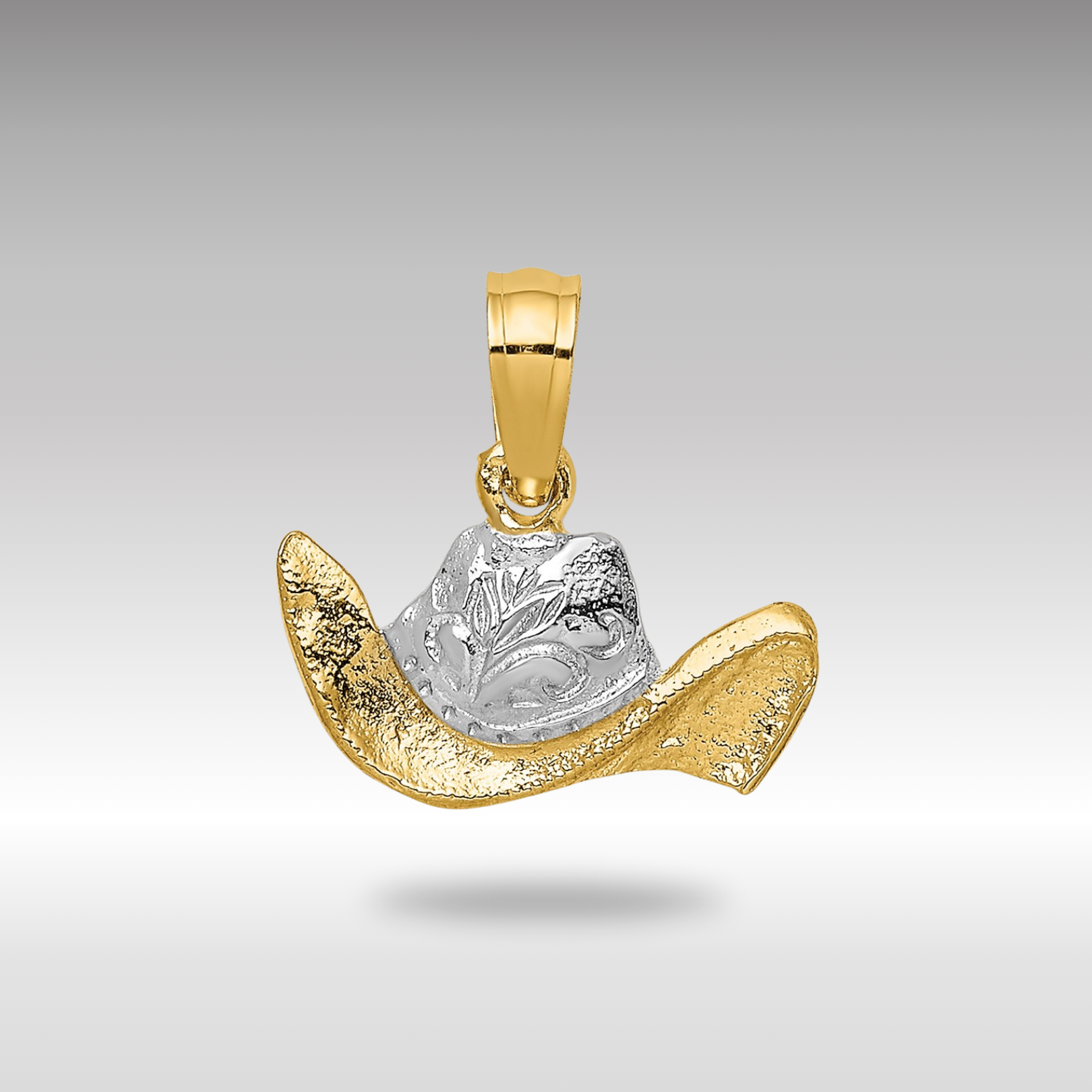 Yellow 14K Gold and White 14K Gold Mini Cowboy Hat Charm Model - Main Image