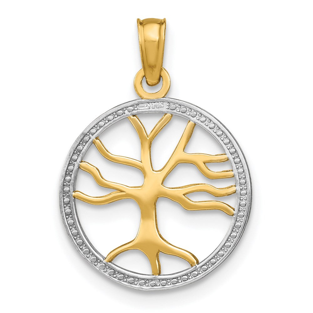 14K Yellow and White Gold Tree of Life Pendant Necklace - Charlie & Co. Jewelry